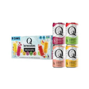 Q MIXERS Refreshers Sparkling Hydration Beverage Variety Pack (8PK) – 2 of Each Flavor: Pineapple Passion, Watermelon Lime, Raspberry Lemon & Peach Nectarine – Electrolytes + Vitamins, Mocktail & Cocktail Mixer - 7.5oz per Can