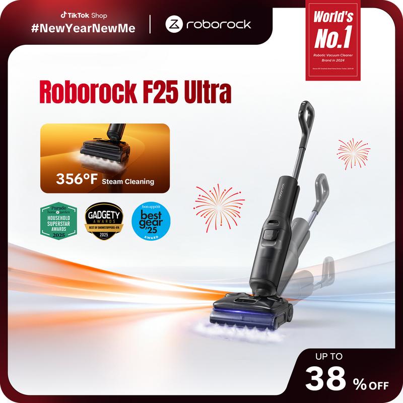Roborock F25 series Ultra Steam Wet Dry Vacuum Cleaner, 356°F Steam Mop & 187°F Hot Water Cordless Vacuum Mop All in One, Floor Washer with Blue Light, 194°F Self-Cleaning, 180° Lay-Flat, AI Assitant Wheels #TikTokShopJumpstartSale #ces