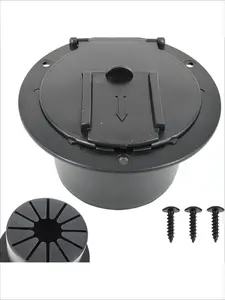 RV Plug Cover, Black Cord Hatch, Lid Tool with Sturdy Build, Organizer Device with Sturdy Finish, Motorhome Accessory, Power Assist for Cable Pass Through Covered Round Hatch RV Wire Daily Use