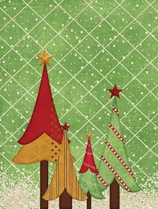 212 MAIN Double-Sided Folk Art Christmas Tree Motif Garden Flag, Decorative Fade-Resistant Weather-Proof Outdoor Garden Decor