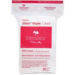 Silken Non-Woven Esthetic Wipes - Petite - 2" X 2" - Med-Esthetic&reg; Soft Fiber Blend / 200 Count Resealable Bag by Intrinsics