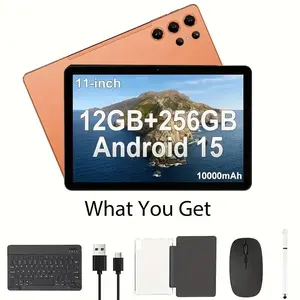 W&O 11 Inch Tablet, 12GB RAM, 256GB ROM, Touchscreen, Dual Camera, Bluetooth Keyboard, Case, Mouse, Stylus, 5G, Type‑C Charging, Large Storage, Affordable Tablet, Portable, All‑in‑One Smart Device