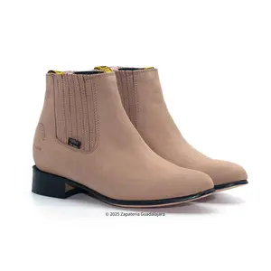 MEN'S TRADITIONAL BOTINES CHARROS SAND NOBUCK LEATHER SOLE -800