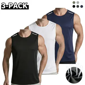 3 pieces of men's vest-style shirts, regular fit casual sleeveless shirts, suitable for summer wear, men's fitness training and running shirts, men's clothing, elastic vest-style shirts - a gift for him