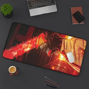 Red Denji Desk Mat Anime Manga Chainsaw Man Large Game Keyboard Mouse Pad