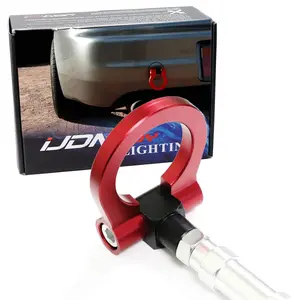 iJDMTOY Red Track Racing Style Tow Hook Ring For Honda S2000, 1st Gen FIT, Acura TL etc., Made of Lightweight Aluminum