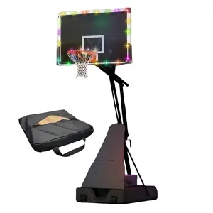 The Cofiyard Portable LED Basketball Stand Outdoor Model with Adjustable Height 5.25-10 ft Reinforced Backboard 44x28 inches & Sandbags for Kids & Adults Home Gym Workout Equipment