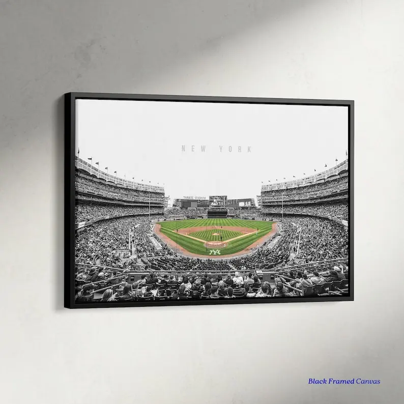 Yankee Stadium Black White Canvas, New York Gifts, Sport Poster, New York Baseball, Baseball Wall Art