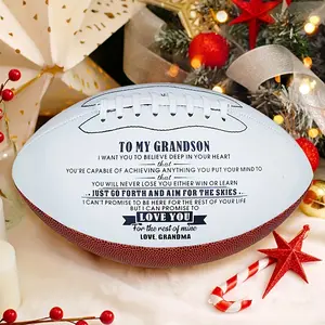 "to My Grandson" Inspirational Football Gift from Grandma - Official Standard Size Green Football with Pump for Outdoor Training, Recreational Play & Birthday Gifts, Motivational Text | Durable Texture