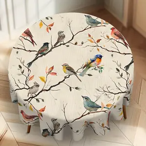 1 PC Floral Tablecloth Rectangular Tablecloth, Bird Tablecloth Round Tablecloth, Spring Tablecloth Floral Tablecloth, Stain Resistant and Erasable, Waterproof, Decorative Home Kitchen, Restaurant, Party, Holiday, Gift, Indoor, Outdoor