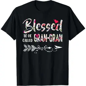 Blessed To Be Called Gran-Gran T Shirt Gift Floral Gran-Gran T-Shirt Men's Graphic Tee Crewneck Graphic Printed Unisex Cotton T-shirt for Men Fashion Men's Top for Daily Wear made in usa