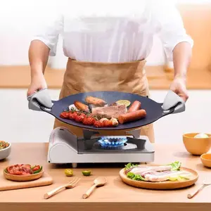 Marble Non Stick Flat Griddle Pan, Multi-functional BBQ Grill Plate for Indoor Cooking Outdoor Camping Picnic Party