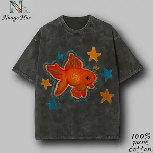 Star Koi Unisex Vintage Washed Tee, Oversized 5XL, Naruto Shirt, Anime Shirt, Vintage Tee