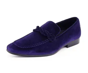 Amali Essex Slip On Velvet Smoking Slippers with Rope Ornament for Men