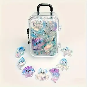 20 Piece Mini Crystal Ocean Animal Decor Set, Decorative Figurines, Handmade DIY Ornament, Home Office Desk Decoration, Perfect Holiday Gift