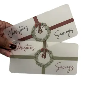 Christmas Savings Cash Envelope Insert with Festive Wreath Design and Red Bow for Holiday Financial Organization