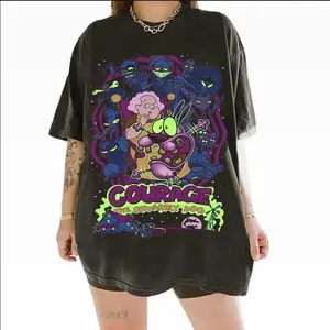 Courage the Cowardly Dog T-Shirt, Vintage 90s Cartoon Graphic Tee, Retro Oversized Streetwear Top, Unisex Gift Shirt, Top Menswear Streetwear Tropical