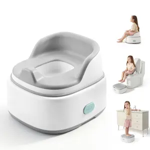 lalalark 3-in-1 Toddler Potty Training Toilet, Baby Potty Training Seat & Step Stool with Seamless TPE Seat, Extended Splash Guard, Easy-Clean Non-Absorbent Chair Toilet Trainer for Home Travels
