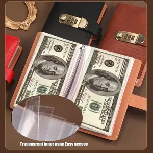 Bsweit A6 Locking Security Savings Notebook and Cash Storage Album, 50 Sheets/100 Pages, Password Protected Binder for Home Office Christmas Gift Travel Funds Management