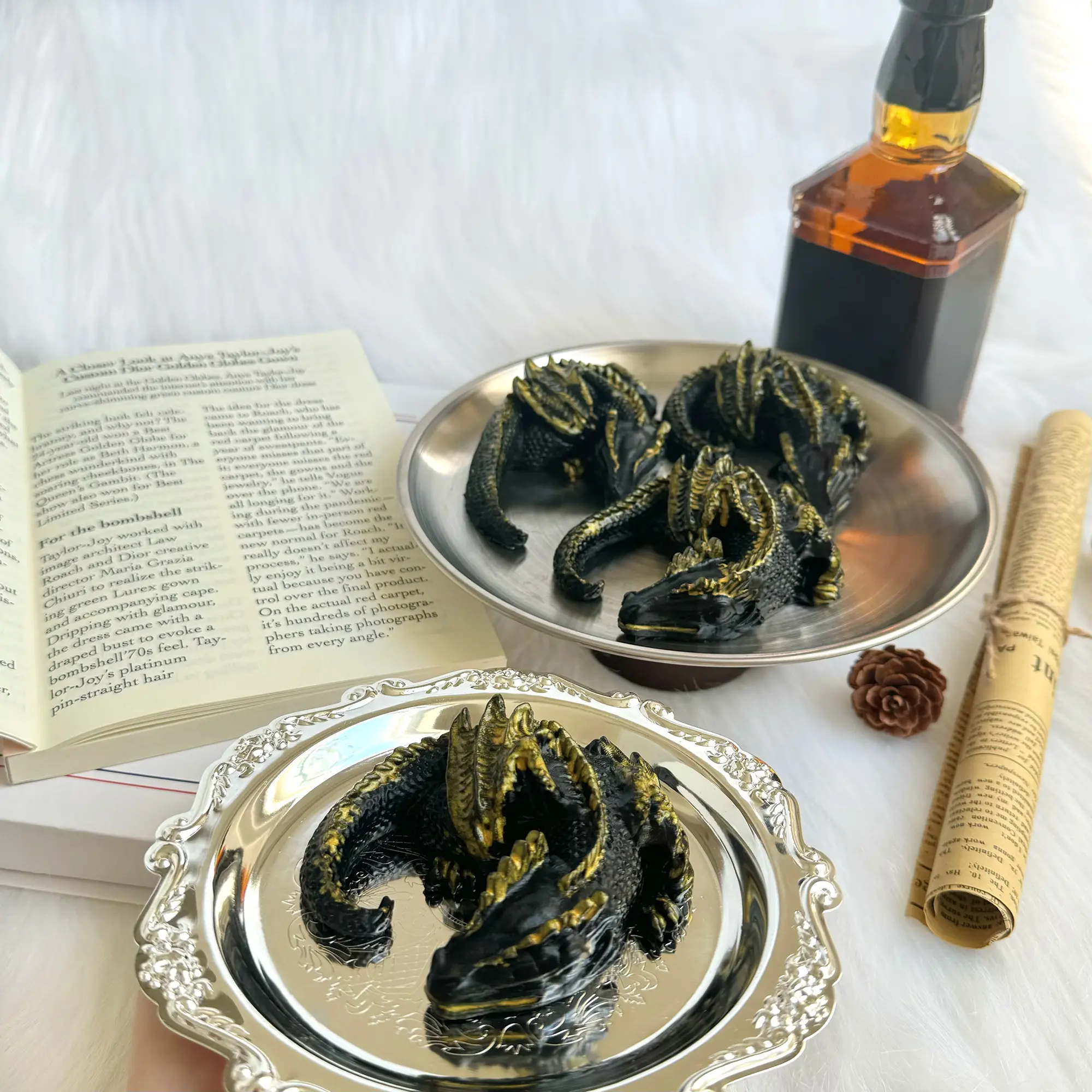 Classic Squish Texture Black Gold Dragon Silicone Slow Rebound Squishy - 75g Calming Stress Ball, Oddly Satisfying Dragon Theme Sensory Fidget Toy, Decompress Gadget, Ideal for Party, Birthday Gifts
