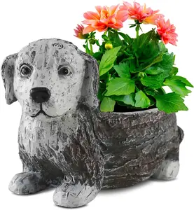 Dog Planter, Dog Shaped Outdoor/Indoor Planter For Succulents. 8.2 inch Planter Pot with Drainage Hole, Ideal for Dog Lovers and Housewarming Gift