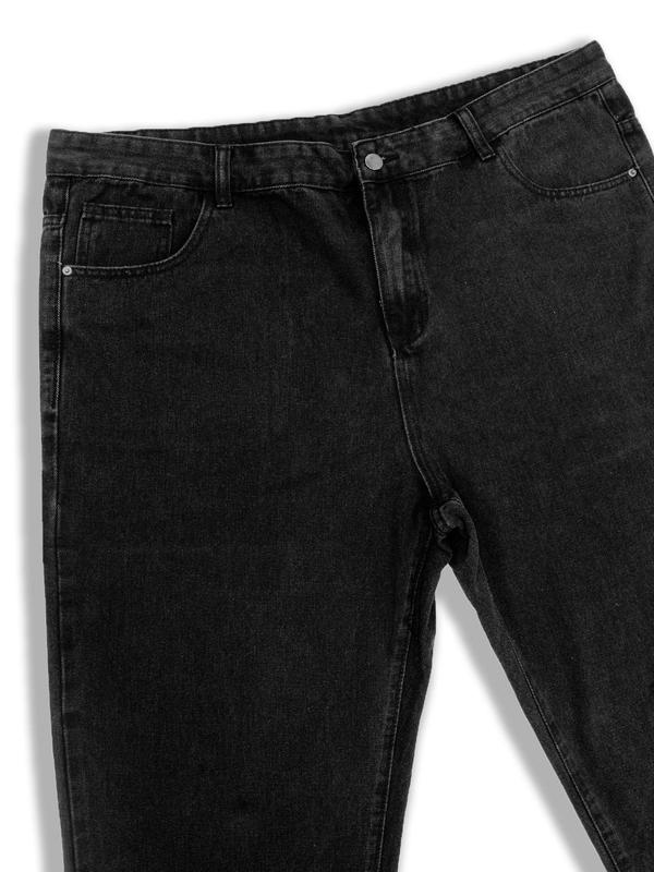 【Plus Size】 Men's Solid Color Wide Leg Slouchy Jeans, Fashion Casual Comfy Denim Trousers for Daily Outdoor Wear, Men Plus Size Bottoms for All Seasons, Pants