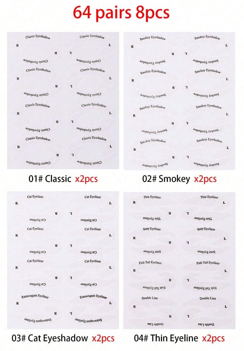 Eyeshadow Eyeliner Stencil Patches Reusable Eye Makeup Helper Stickers for Smoky Cat Eye Look