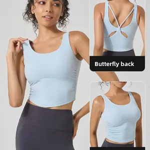 High elastic yoga vest with integrated chest pad women's running yoga suit sling shockproof fitness sports underwear