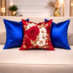 Set of 2 Small bleu Cushion Pillows (16x16 Inches)   Upgrade your home décor with this beautiful set of 2 small red cushion pillows ️   Size: 16 x 16 inches  Color: Solid Red  Material: Soft, smooth, and durable fabric  Filled & Ready to Use