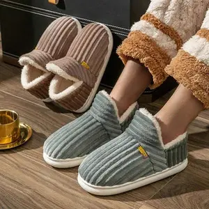 The Cozy & Stylish Slipper, Slipper Booties Women, Fuzzy Warm Thick-Soled Plush House Slides Men Brown Walking Shoes Fur Lined Clogs