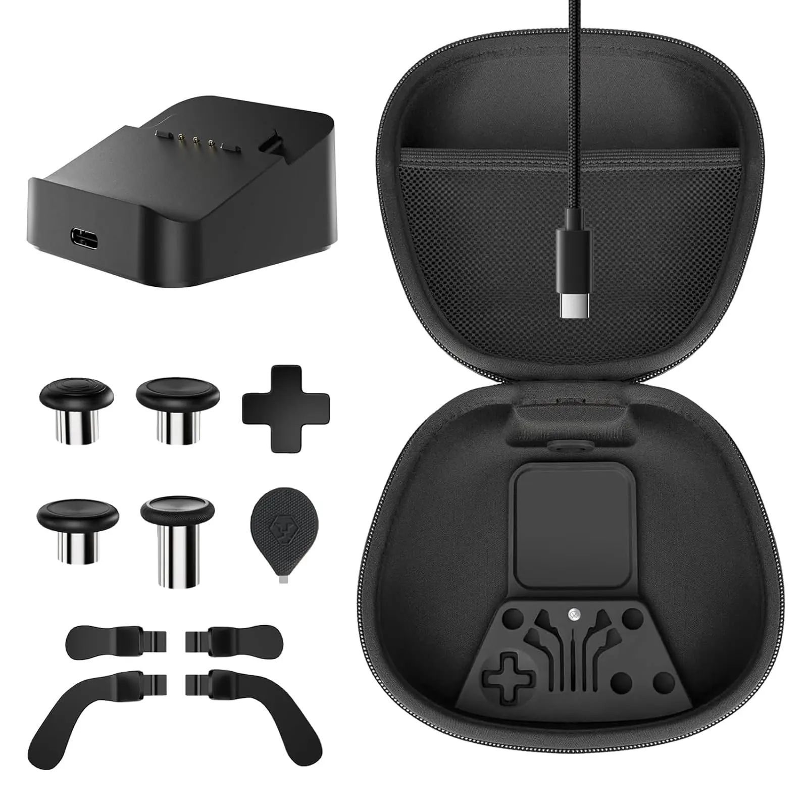 Stainless Steel Game Controller Metal Thumbsticks Mod Kit for Xbox Elite Console Series 2 - Silicone Handle, 4 Swap Magnetic Joysticks, 4 Paddles, 1 Standard D-Pad