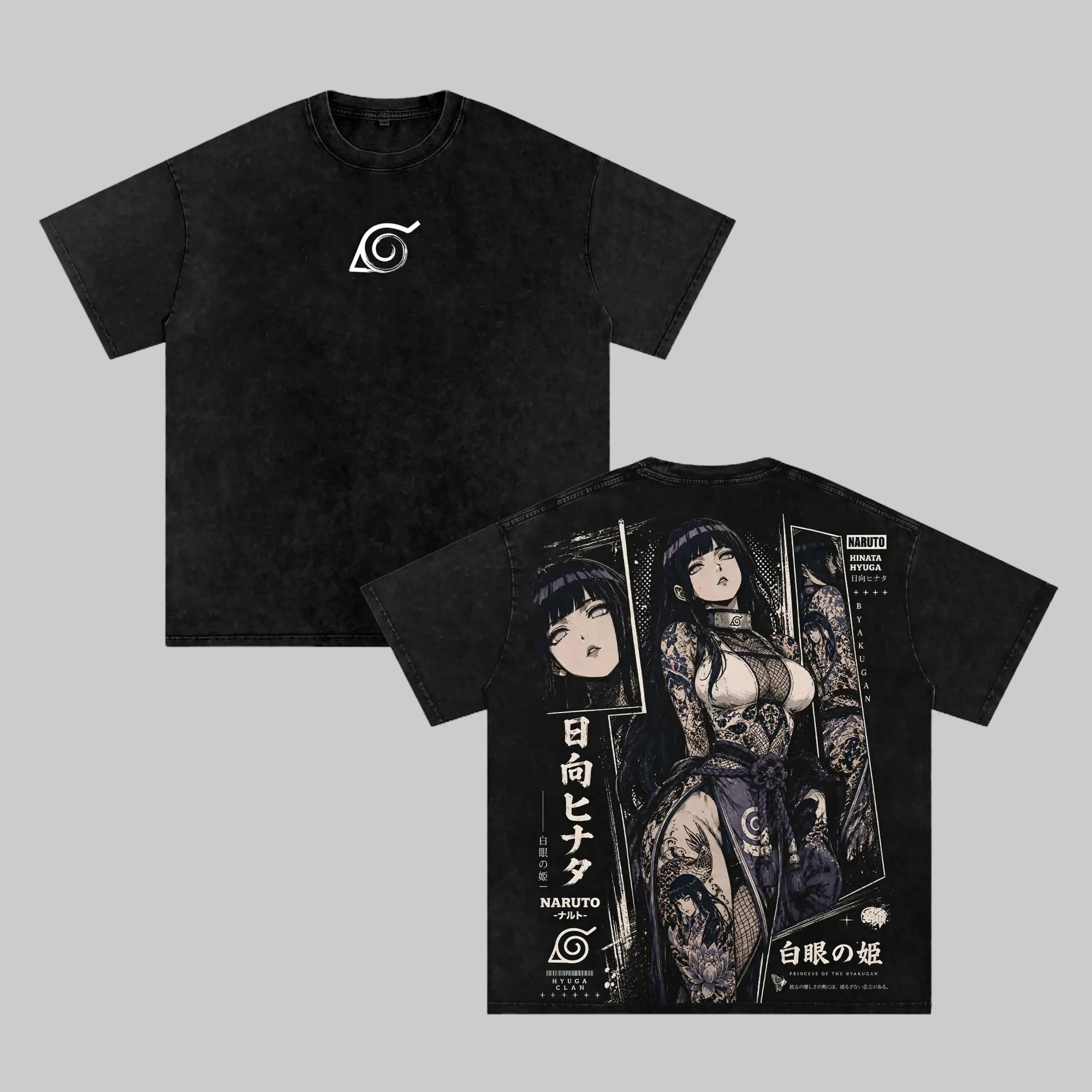 Hinata Hyuga Naruto Tee – Hinata Hyuga Vintage Washed T-Shirt | Byakugan Princess | Hyuga Clan Anime Manga Graphic Tee | Heavy Cotton Unisex Oversized Streetwear Top