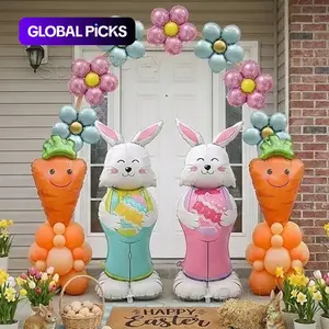 Easter Party Decoration Balloons, Giant Standing 4D & Blue Bunny Foil Balloons, Carrot Shape, 18 Inch Flower Balloons, Spring Outdoor Decor, Balloon Arch #GLOBAL PICKS