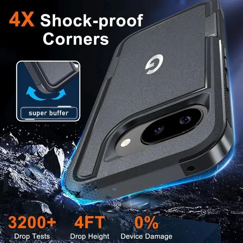 Heavy Shockproof Armor Case With Lens and Screen Protector Film For Google Pixel 10A 9A Pro XL 8 7 6 A/Pro Rugged OTT-BOX Cover