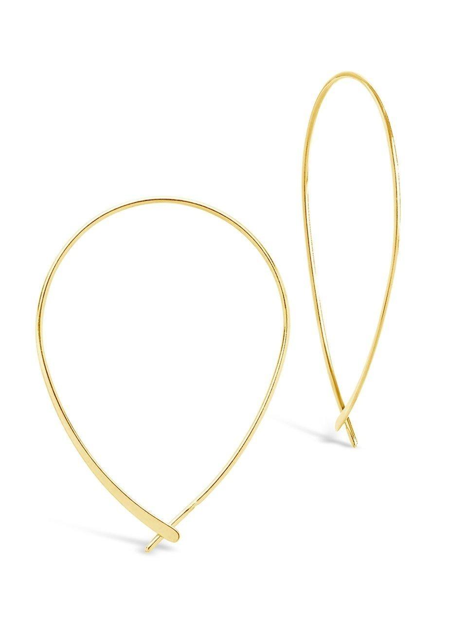 Sterling Forever 14K Gold Delicate Threader Hoop Earrings, Dainty Lightweight Everyday Hoops Jewelry Elegant
