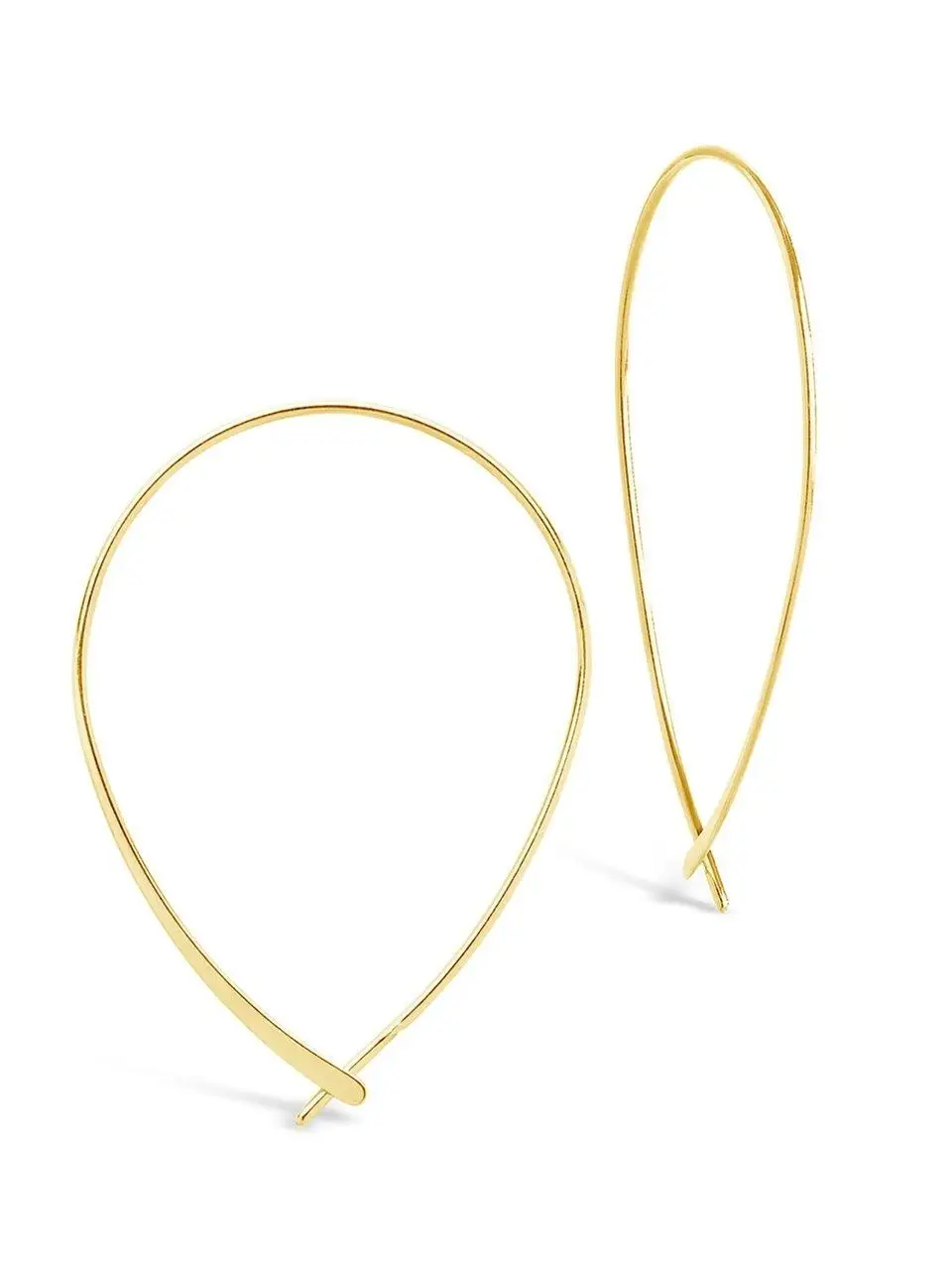 Sterling Forever 14K Gold Delicate Threader Hoop Earrings, Dainty Lightweight Ev...