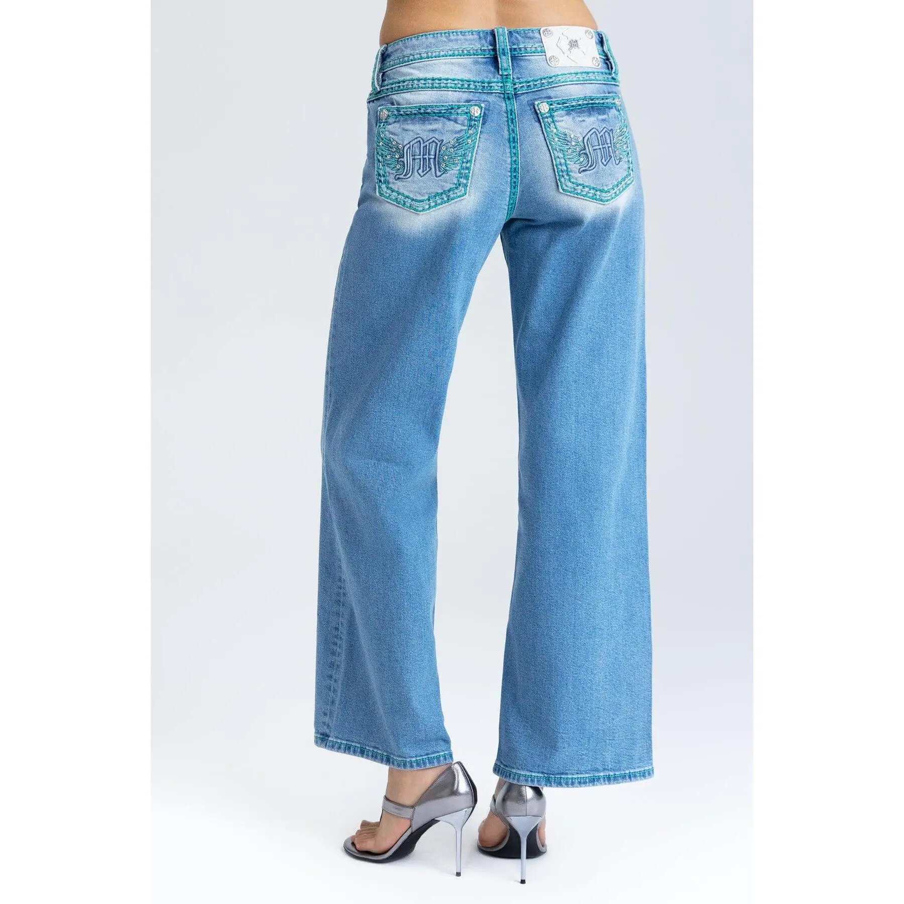 Velocity Stitched Wide Leg  Jeans
