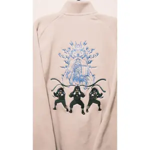 Hiruzen Sarutobi “The Third Hokage” Fleece Full-Zip Beige Embroidered Jacket