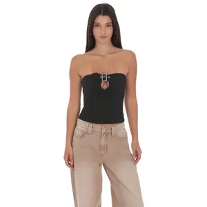 Keyhole Buckle Top in Black