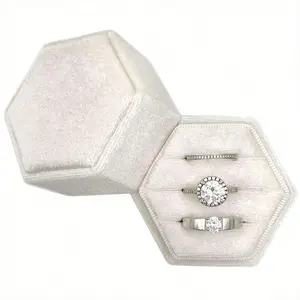 1Pc Velvet Ring Box, Hexagon 3 Slots Triple Slot Ring Box, Wedding Day Ring Box For Wedding Ceremony Wedding Ring Holder Ring Box, For Multiple Rings Ring Boxes, Wedding Ring Storage Box, Wedding Ring Holder, Engagement Ring Holder Ring Holder Box