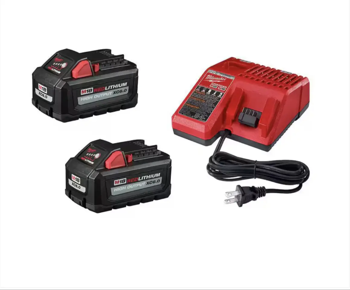 Milwaukee M18 High Output Power Tool Starter Kit with 6.0 Ah Red Lithium Compact Power Tool Battery Packs (2) and Charger