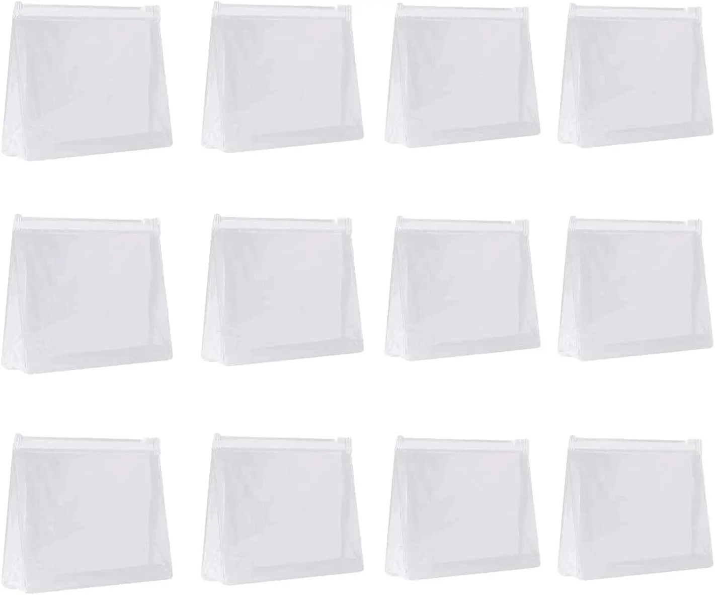 JIAKAI 12pcs Mini Small PVC Transparent Plastic Cosmetic Organizer Bag Pouch With Zipper Closure for Vacation Travel, Bathroom and Organizing Makeup Bag