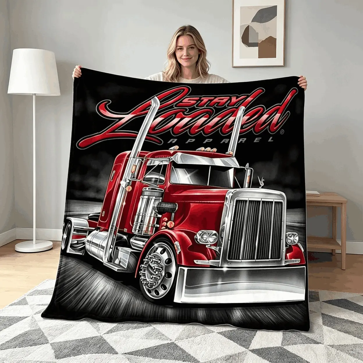Blankets Peterbilt Truck Flannel Blanket Kids Blanket Adult Blanket Soft Cozy 4 Sizes Semi Truck Throw For Sofa Bed Office Car Camping Home Decor Christmas Halloween Fathers Day Gift Soft Elastic Breathable