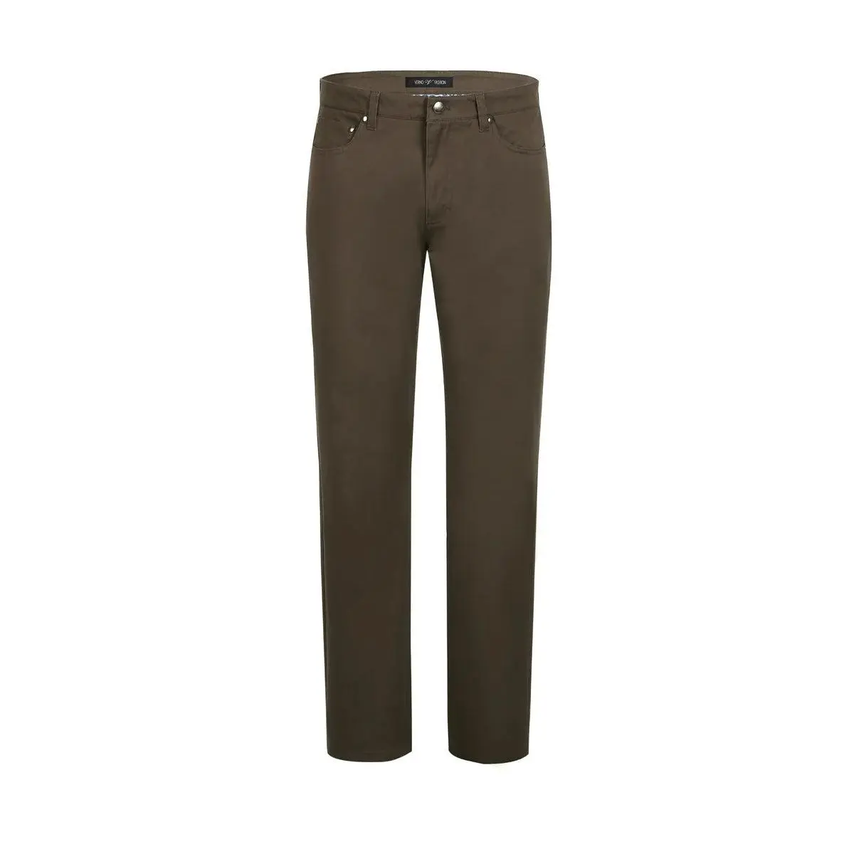 Mens Five Pocket Cotteon Strech Chino Dress Pant in Brown
