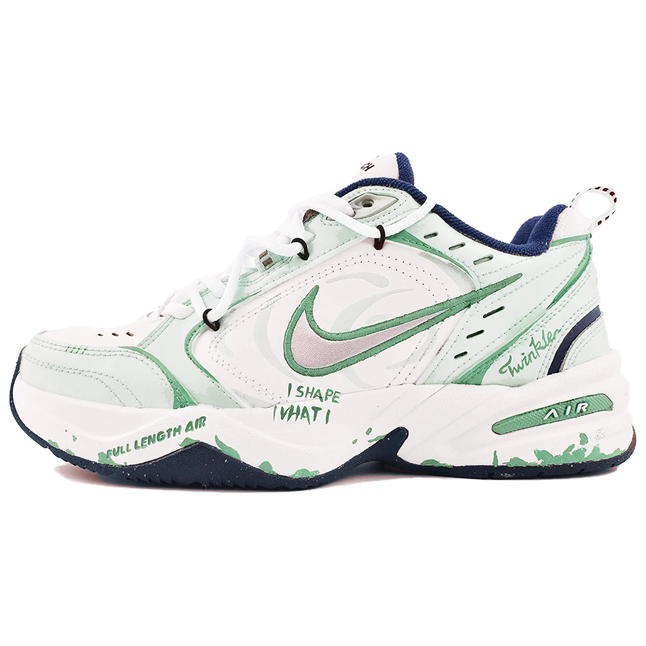 Men's Nike Air Monarch 4 Custom Hand-Painted Leather Trainer Shoes - Slip-Resistant, Height-Increasing Vintage Sports Shoes (Also Suitable for Women)