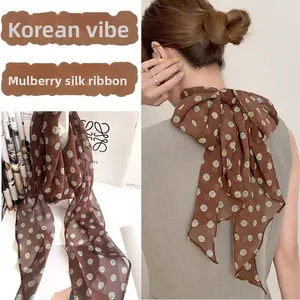 100% Silk Thin Leopard Print Long Silk Scarf - Retro Light Luxury Fashion Accessory, Hand-Washable Dressmaking Fabric for Hairband, Bag-Matching Ribbon Use