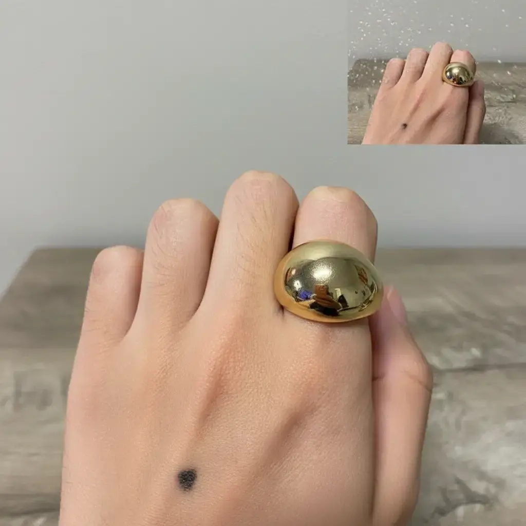 Amtiari Chunky Adjustable Ring – Water Resistant, Daily Use, High-Quality 14K Gold Plated, Lightweight