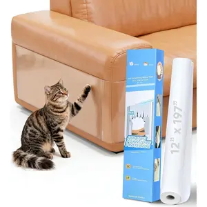 Clear Anti Cat Scratch Furniture Protector Large Size 197''x 12'' Cat Scratch Deterrent Tape for Sofas Chairs Leather Couch Doors Protection from Cat Claws Scratching