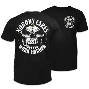 Nobody care work harder skull cool 2 sided shirt 2, shirt  for man and women Comfort Cotton Top, menswear Classic Collar
