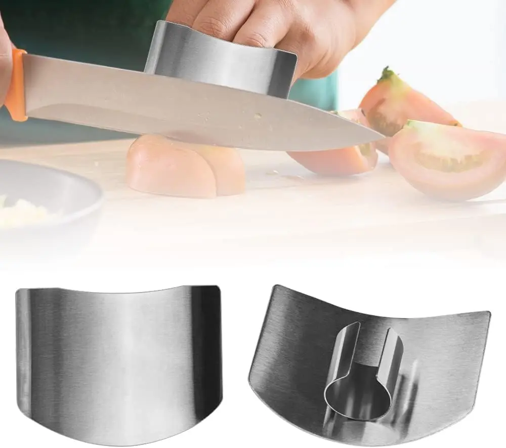 Stainless Steel Finger Guard, Multifunctional Finger Protector for Cutting Food Slicing, Premium Slicing Tool Guard, 2-Pack